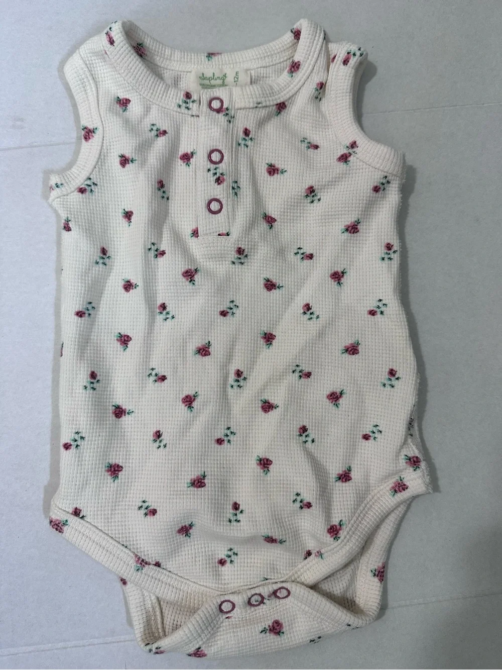 SAPLING Floral Waffle Tank Bodysuit 6-12 Months